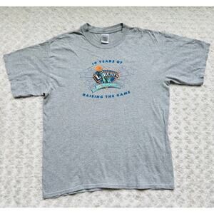 WNBA New York Liberty Basketball 10th Anniversary Grey Cotton Tee Shirt Large